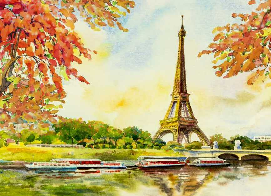 Картина на холсте Париж, башня - рисунок, арт hd1655801