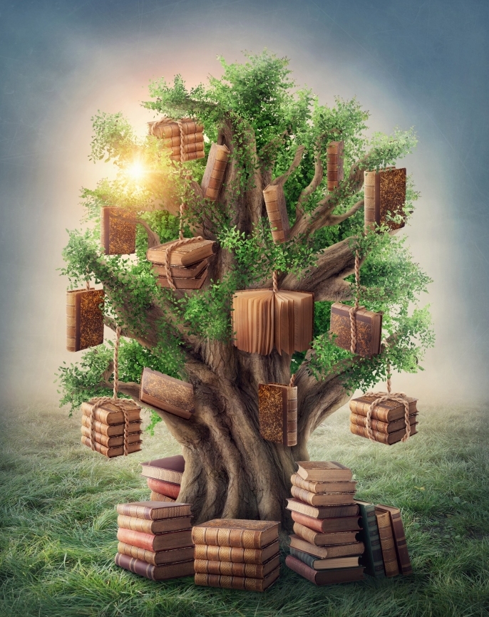 Картина на холсте Книжное дерево, арт hd2054201